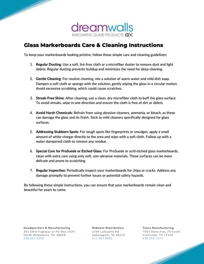 Care & Cleaning Instructions