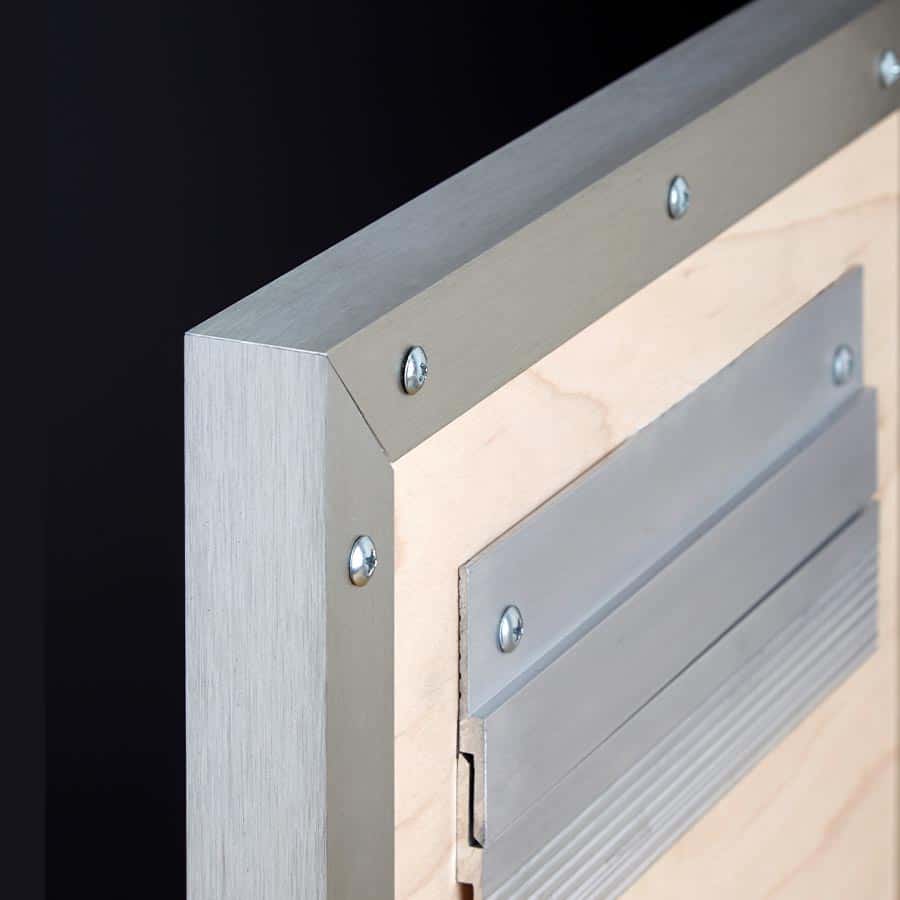 markerboard with plywood backing and metal edging-back